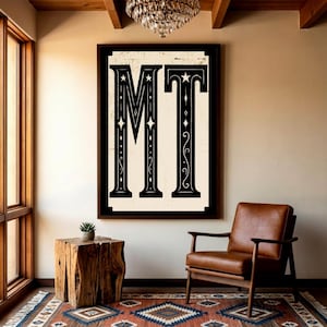 Montana State Code Vintage Typography Poster, MT Wall Art Print, Retro State Pride Sign, Rustic Western Art, Entryway Room Decor