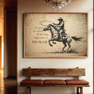 Western Cowboy Art Print - Rodeo Wall Decor - Motivational Quote Poster - Country Home Decor - Inspirational Western Art - Ranch Style Gift image 5