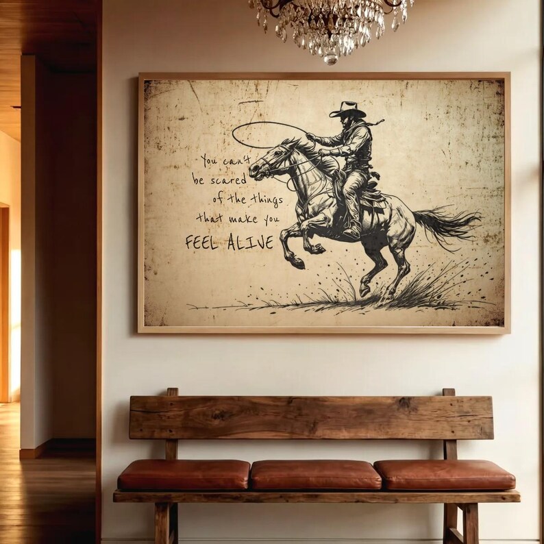 Western Cowboy Art Print - Rodeo Wall Decor - Motivational Quote Poster - Country Home Decor - Inspirational Western Art - Ranch Style Gift image 5