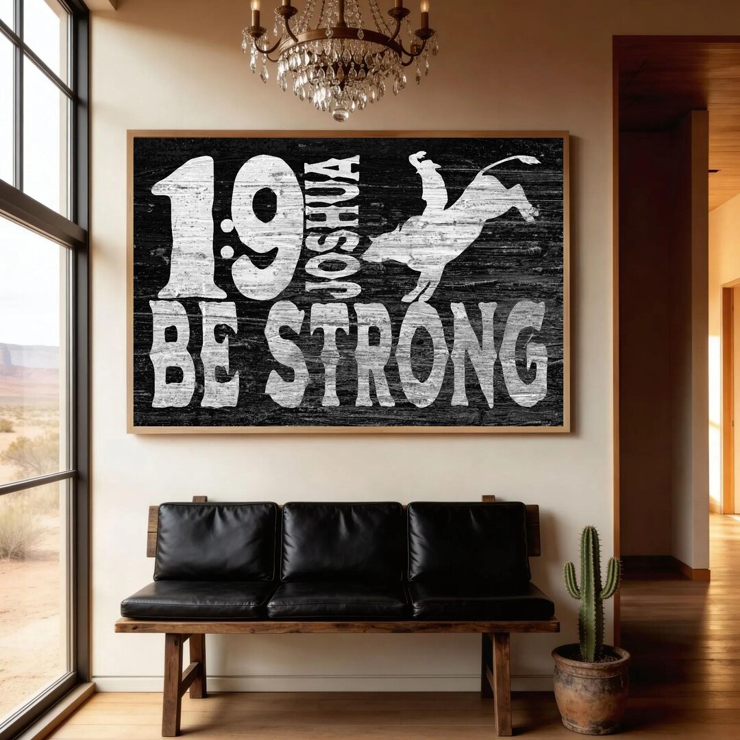 Bull Scripture Be Strong and Courageous, Joshua 1:9 Bible Verse Print, Western ...