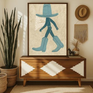 Adventure Nursery Decor - Baby Boy Cowboy Nursery -Little Blue Hat Print -Boys Western Room Decor - Kids Wall Art Print Baby Shower Gifts