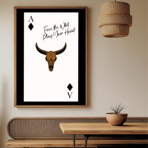 Arte de parede ocidental, impressão de cartas de baralho, presente para ele, decoração de fazenda estilo rancho do sudoeste, presentes de cowboy cowgirl, pôster inspirador sem moldura