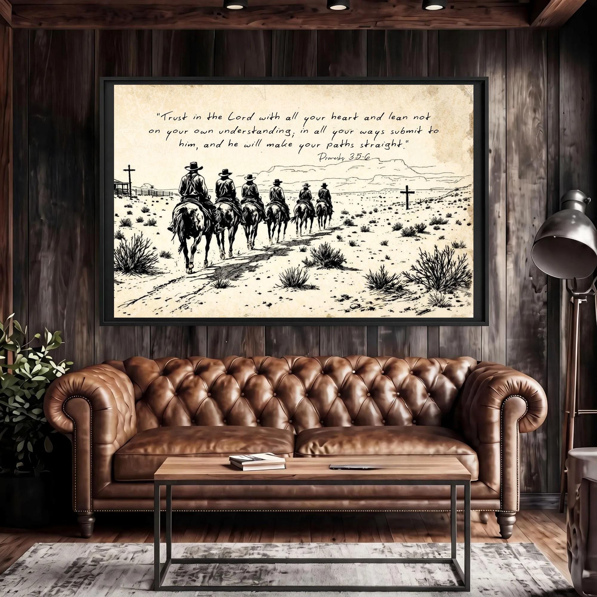 Proverbs 3:5-6 Christian Wall Art, Cowboy Trust in the Lord Western ...