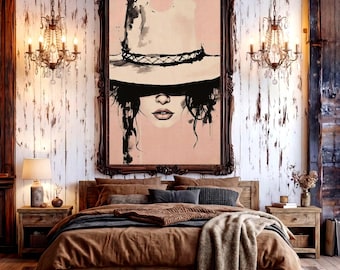 Pink Cowgirl Poster, Western Fashion Wall Art, Cowboy Hat Art Print, Boho Cowgirl Decor, Trendy Bedroom Art, Gift for Her, Girls Room Art