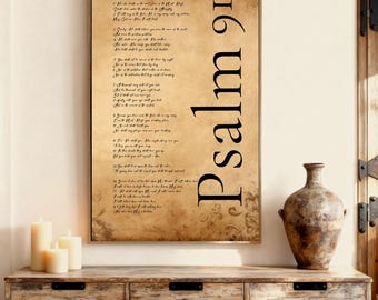 Psalm 91 Bible Verse Print | Christian Scripture Wall Art Poster | Religious Home Decor