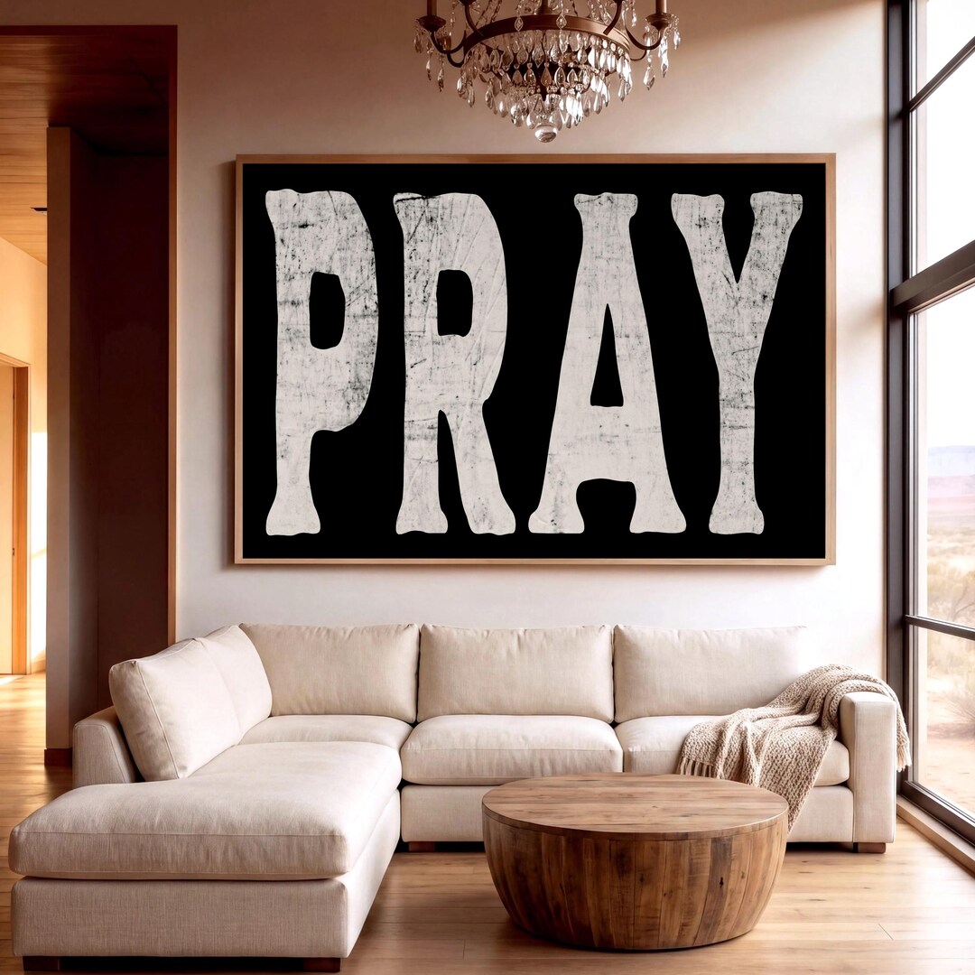 PRAY Poster | Rustic Christian Wall Art | Distressed Typography Print ...