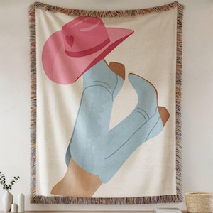 Bridal Shower Party Decor Bachelorette Gift Pink Boho Western Blanket - Cosy Throw Blanket for Western Tapestry, Mom Gift Bohemian Home Deco