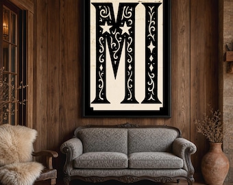 Michigan Code Vintage Typography Poster, Michigan letters Wall Art Print, Retro State Pride Sign, Rustic State Art, Entryway Room Decor
