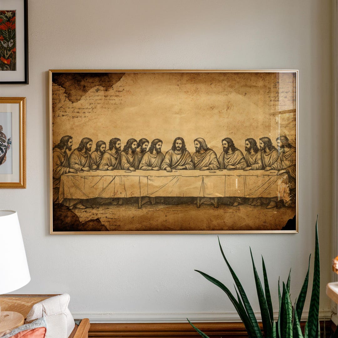Rustic Last Supper Vintage Last Supper Print | Easter Christmas Christian Gift | Rustic ...