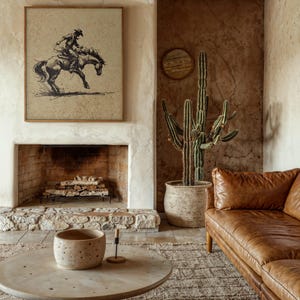 Bucking Bronco Print, Western Room Decor, Southwestern Cowboy Wall Art, Modern Poster, Horse Texas Art, Rodeo Gift for Him