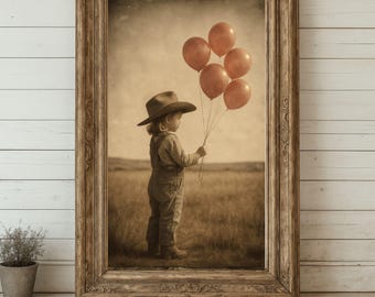 Baby Girl Nursery Print, Cowgirl Balloons Wall Art, Girl Room Decor Poster, Pink Nursery Art, Western Baby Girl Shower Gift