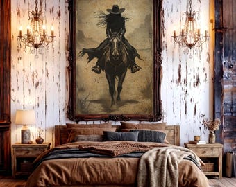 Gothic Western Wall Art, Cowgirl Art Print, Dark Horse Poster, Moody Western Decor, Wild West Print, Western Home Decor, Equestrian Art