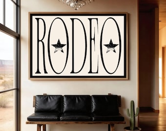 Rodeo Print, Vintage Western Typography Poster, Rustic Ranch Wall Art, Cowboy Decor, Farmhouse Country Sign, Cowboy wall art