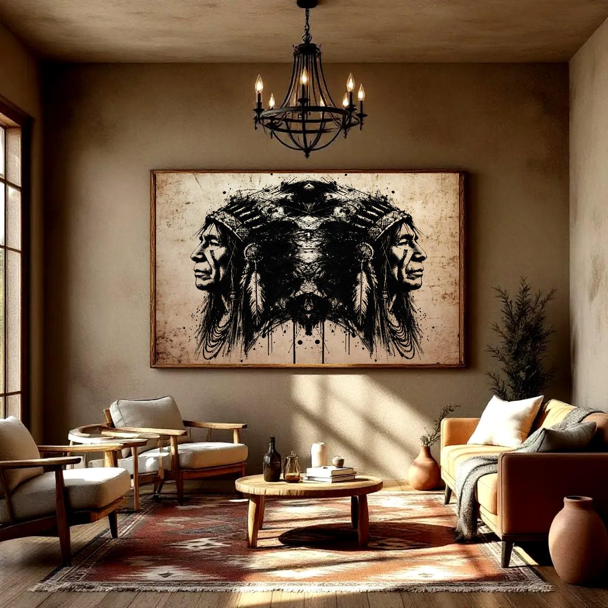 Native American Wall Art Large, Indian Chief Tribal Poster
