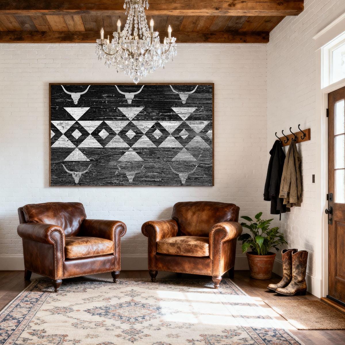 Abstract Country Poster Western Decor Wall Art, Aztec Native