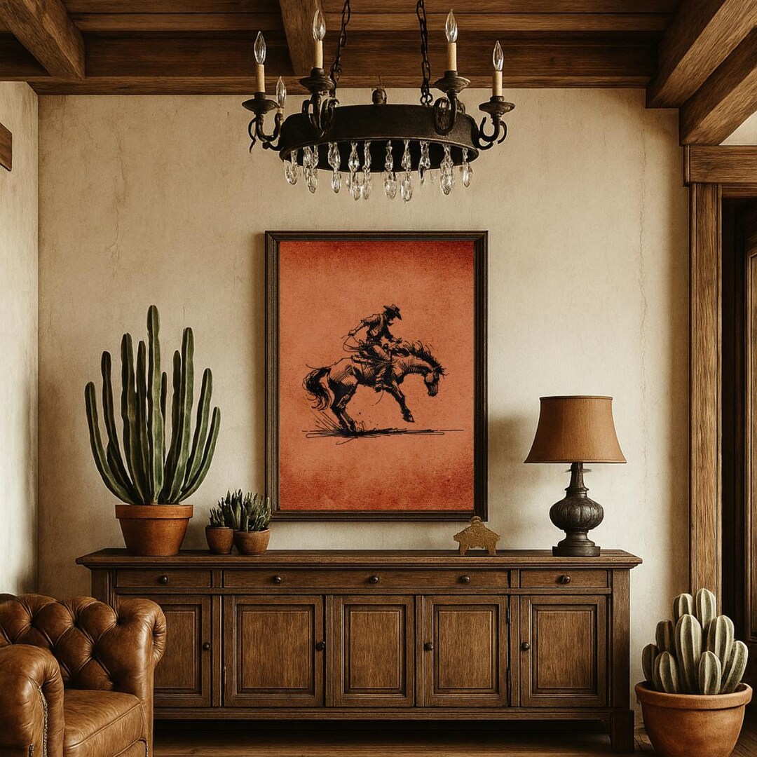 Western Decor, Bucking Bronco Print, Rodeo Cowboy Wall Art Decor ...