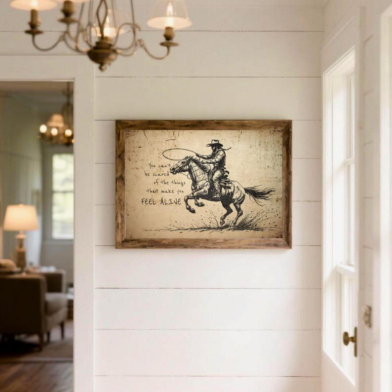 Western Cowboy Art Print - Rodeo Wall Decor - Motivational Quote Poster ...