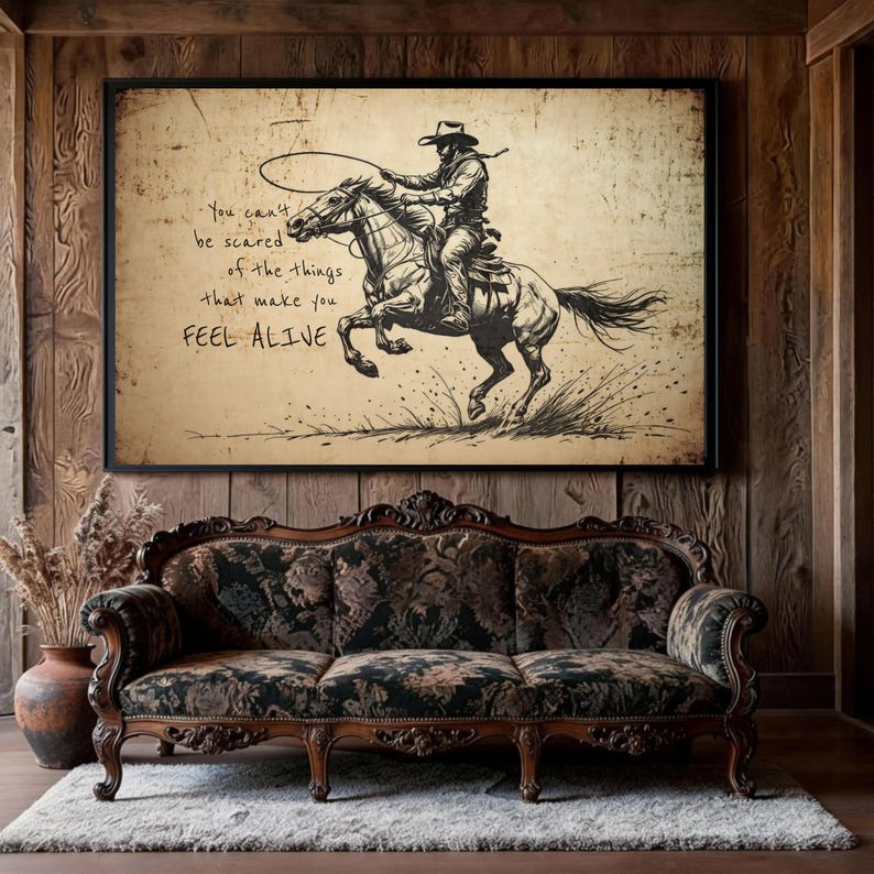 Western Cowboy Art Print - Rodeo Wall Decor - Motivational Quote Poster - Country Home Decor - Inspirational Western Art - Ranch Style Gift image 8
