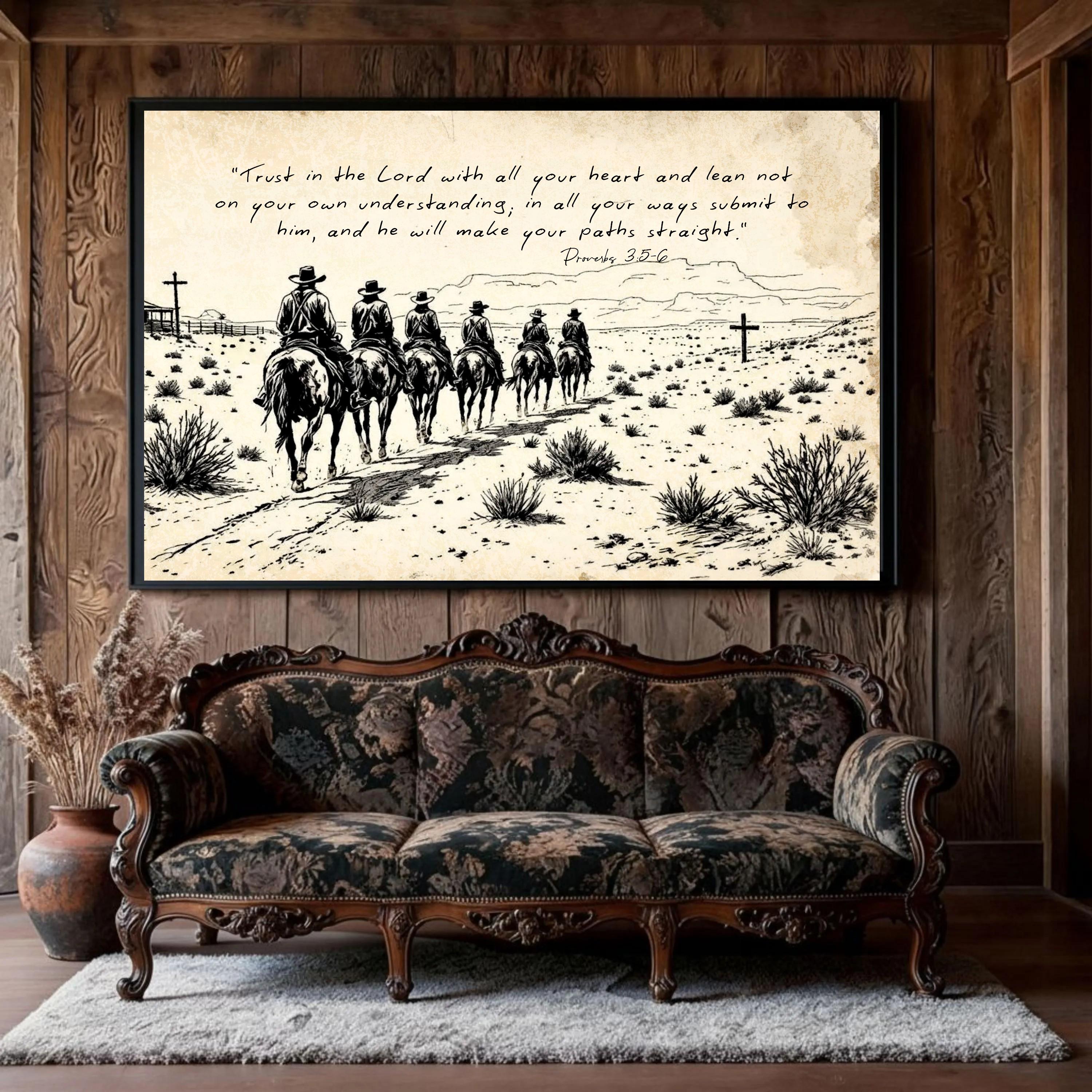Proverbs 3:5-6 Christian Wall Art, Cowboy Trust in the Lord Western ...