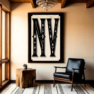 Nevada Code Vintage Typography, NV Wall Art Print, Retro State Pride Poster, Rustic State Art, Entryway Room Decor