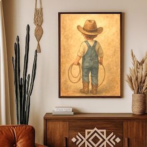 Boys Nursery Decor Kid Children Wall Art Baby Gift |Rustic Watercolor Print |Little Cowboy Art |Kids Room Picture New mama Baby Shower gift