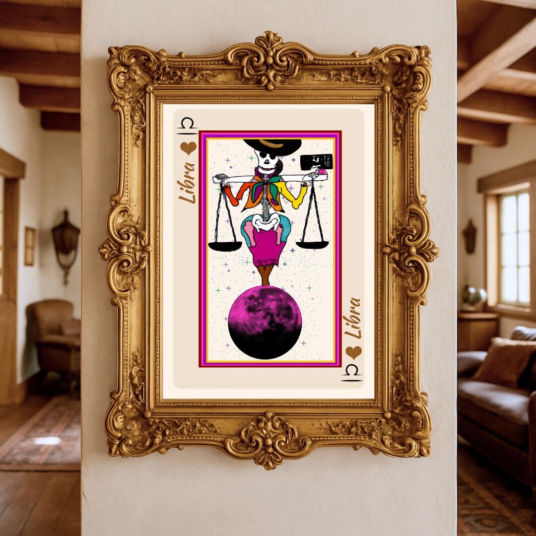Libra Zodiac SATIN Paper Posters, Gothic Astrology Wall Art, Birthday ...