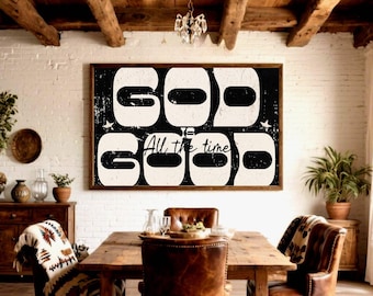 God is Good Print, Western Christian Artwork,  Bible Verse Scripture Wall Art, Religious Home Decor, Black White Prayer room art