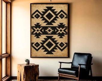 Vintage Tribal Abstract Print, Rustic Southwest Wall Art, Native Inspired Decor, Boho Aztec Tribal Poster, Southwestern Home Decor