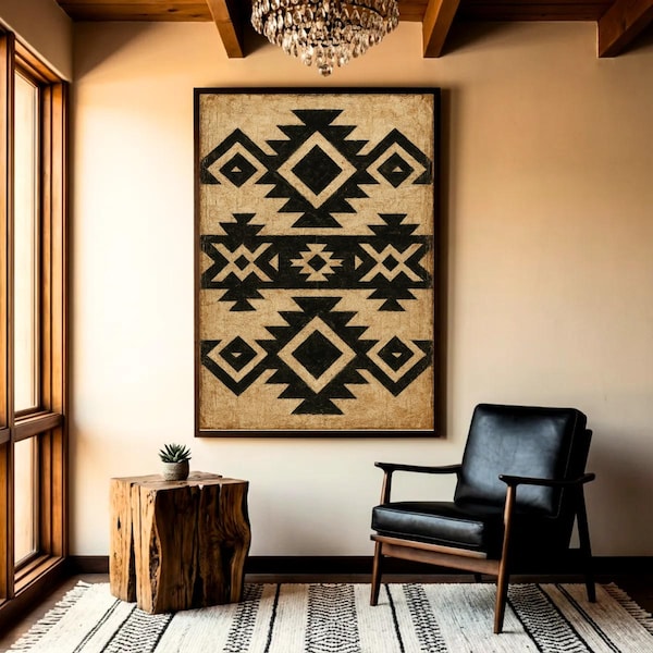Vintage Tribal Abstract Print, Rustic Southwest Wall Art, Native Inspired Decor, Boho Aztec Tribal Poster, Southwestern Home Decor
