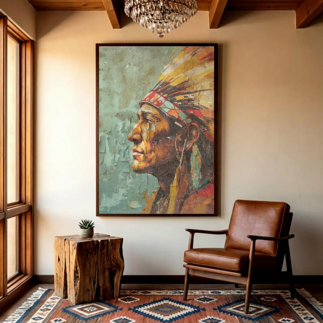 Native American Wall Art, Wild West Antique Boho Home Decor, Tribal ...