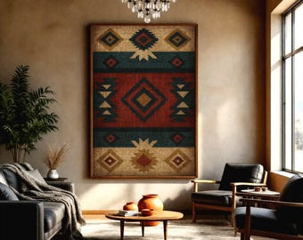 Geometric Abstract Art Print, Southwest Pattern Wall Art, Tribal Inspired Home Decor, Western Boho Art, Desert Southwestern Native Style