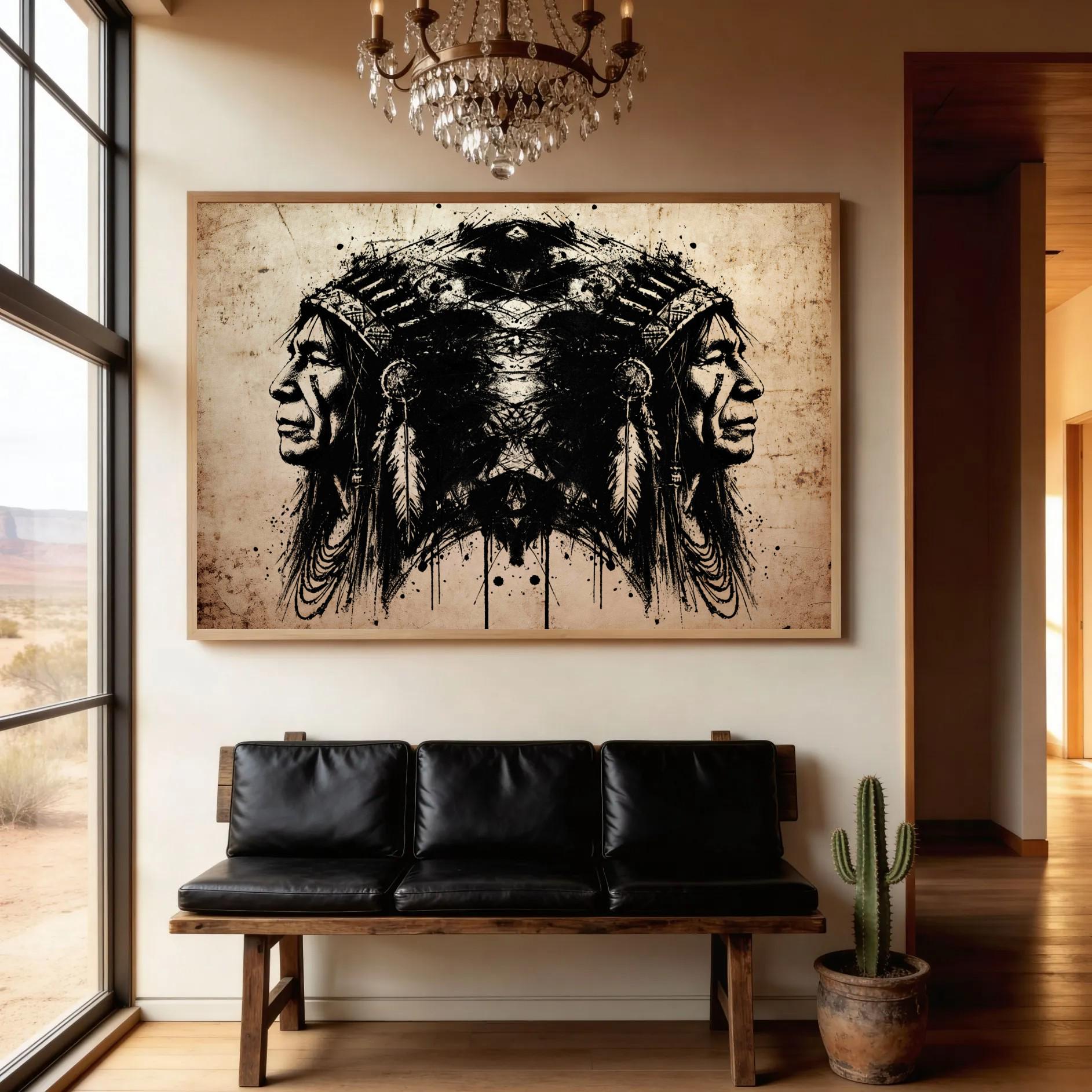 Native American Wall Art Large, Indian Chief Tribal Poster