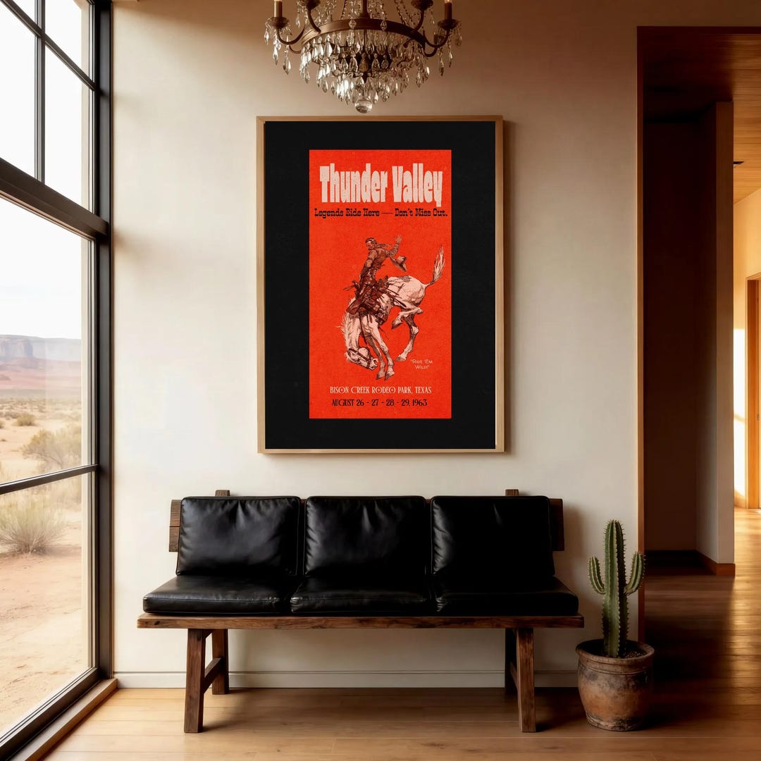 Retro Rodeo Event Poster Art, 1960s Americana Western Print, Vintage ...