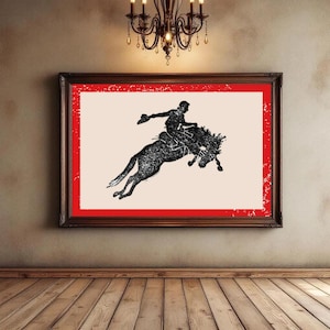 Americana Western Art Print, Vintage Cowboy Poster, Country Heritage Decor, All American Ranch Gift