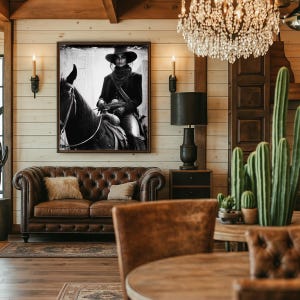 Old West Cowgirl Vintage Print | Western Vintage Americana Art | Frontier Woman Decor | Wild West Cowgirl Sign | Nostalgic Western Gift