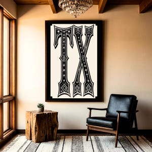 Texas State Code Typography Print, TX Vintage Wall Art, Lone Star State Decor, Retro Texas Poster, Rustic Home Decor, Western Texas Gift