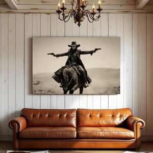 Western Cowgirl Wall Art Vintage Horse Riding Large Poster Wild West Outlaw Print Rustic Farmhouse Decor Mid Century Western Style Art