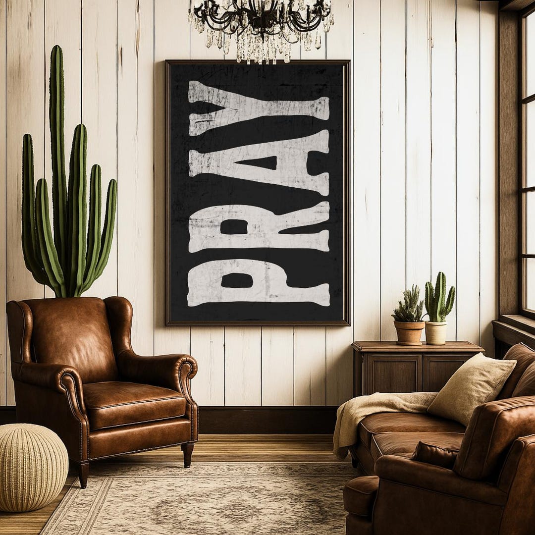 Christian Print Vintage Typography Poster Trendy Christian PRAY Wall ...