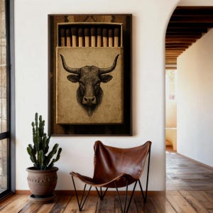 Rustic Vintage Western Wall Art | Longhorn Print | Farmhouse Decor | Retro Ranch Poster, Southwestern poster, Texas Gifts