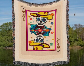 Aries Blanket Zodiac Western Gifts Birthday Gift for her Gift for him Astrology Home Decor Rustic Cosy Throw Couch, Cottage Boho Bedspread