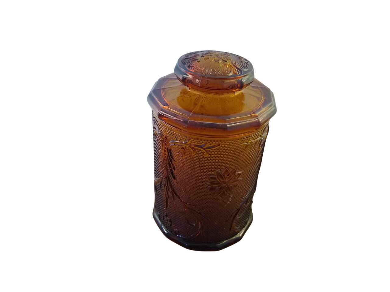 Vintage Amber Canister Glass Jar