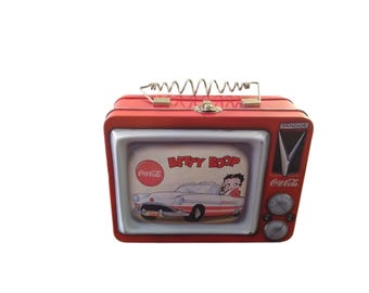 Vintage Coca-Cola Betty Boop Television-shaped Tin Lunch Box