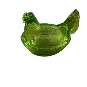 Vintage Green Hen on Nest Dish