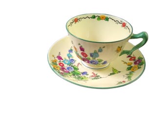 Vintage Crown Staffordshire Bone China Teacup and Saucer Set