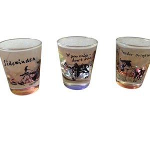 Vintage Western Themed Cowboy Shot Glasses (set of 3)