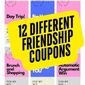 Friendship Coupons – Printable Gift for Best Friends, Fun DIY Gift Idea for Birthdays, Holidays, or Just Because