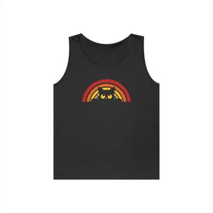 Cute Cat Rainbow Unisex Heavy Cotton Tank Top, Summer Fashion, Gift for Cat Lovers, Pride Wear, Relaxed Casual Style