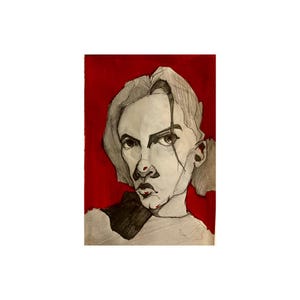 Bold and Expressive Portrait - Mixed Media Original Art on Paper