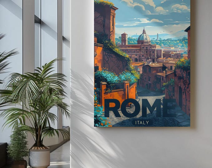 Scenic Rome Wall Art Print, Vintage Travel Poster Decor, Italian Home Wall Decor, Perfect Gift for Travelers, Rome Italy Art