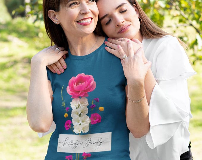 Floral Graphic Tee - 'Embracing Divinity' Unisex T-Shirt, Nature Lover Apparel, Gift for Her, Spring Outfit, Floral Print Tee, Boho Chic